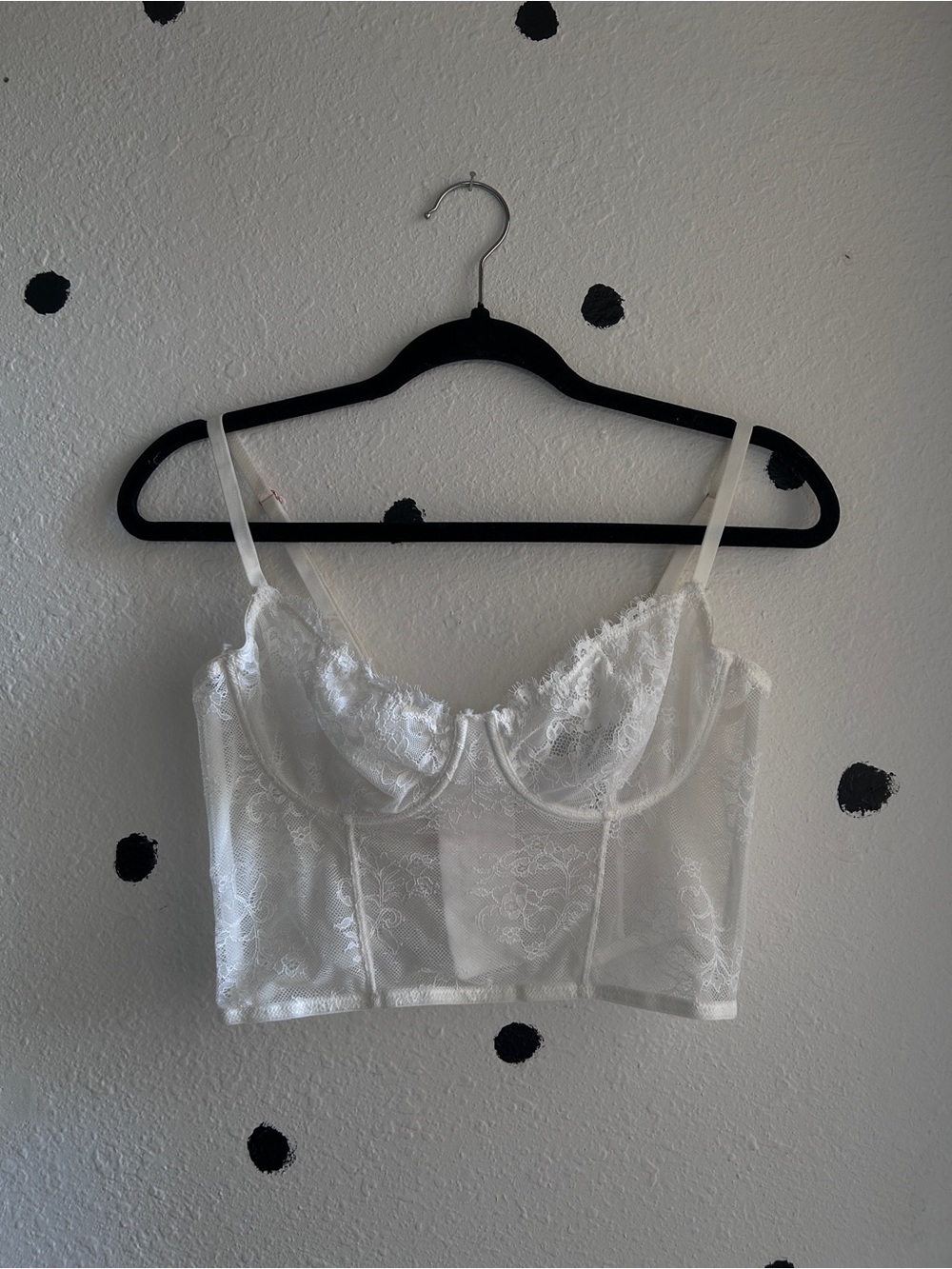 INC International Concepts White Lace Longline Bralette